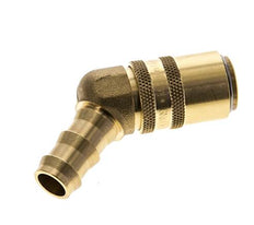 Messing DN 9 Tempereerkoppeling Snelkoppeling 12.7 mm Slangpilaar Dubbele afsluiting 45-deg