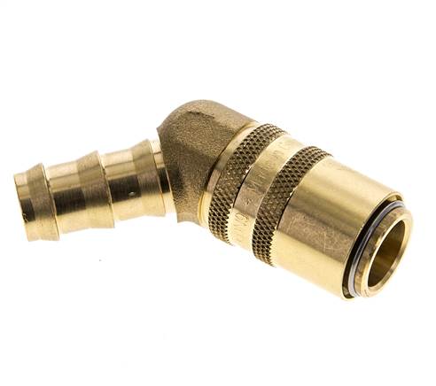Messing DN 9 Tempereerkoppeling Snelkoppeling 12.7 mm Slangpilaar Dubbele afsluiting 45-deg