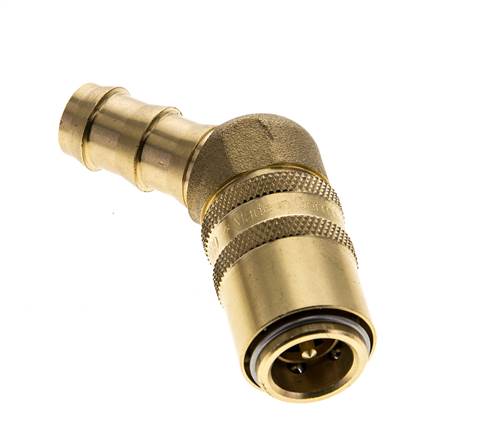 Messing DN 9 Tempereerkoppeling Snelkoppeling 12.7 mm Slangpilaar Dubbele afsluiting 45-deg