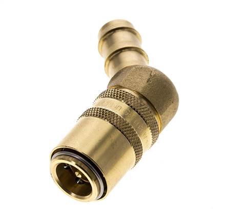 Messing DN 9 Tempereerkoppeling Snelkoppeling 12.7 mm Slangpilaar Dubbele afsluiting 45-deg
