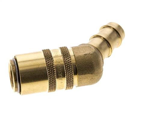 Messing DN 9 Tempereerkoppeling Snelkoppeling 12.7 mm Slangpilaar Dubbele afsluiting 45-deg
