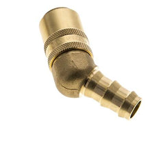 Messing DN 9 Tempereerkoppeling Snelkoppeling 12.7 mm Slangpilaar Dubbele afsluiting 45-deg