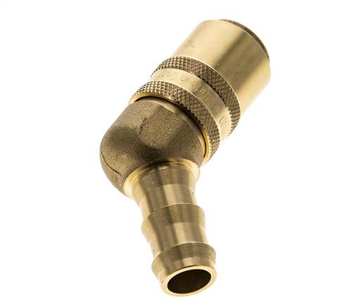 Messing DN 9 Tempereerkoppeling Snelkoppeling 12.7 mm Slangpilaar Dubbele afsluiting 45-deg