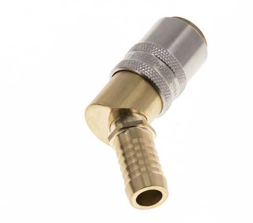 Messing DN 9 Tempereerkoppeling Snelkoppeling 13 mm Slangpilaar 45-deg