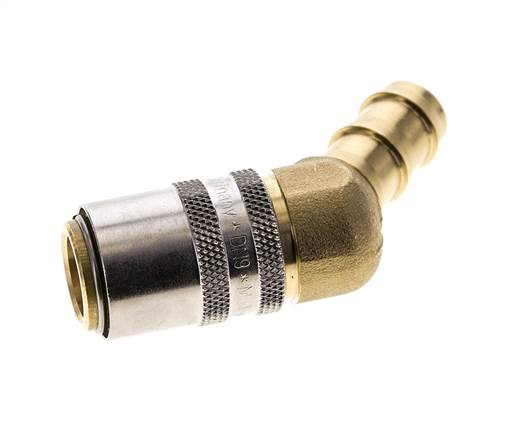Messing DN 9 Tempereerkoppeling Snelkoppeling 12.7 mm Slangpilaar 45-deg