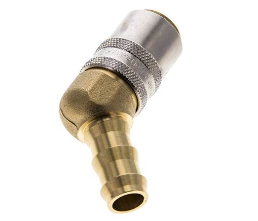 Messing DN 9 Tempereerkoppeling Snelkoppeling 12.7 mm Slangpilaar 45-deg