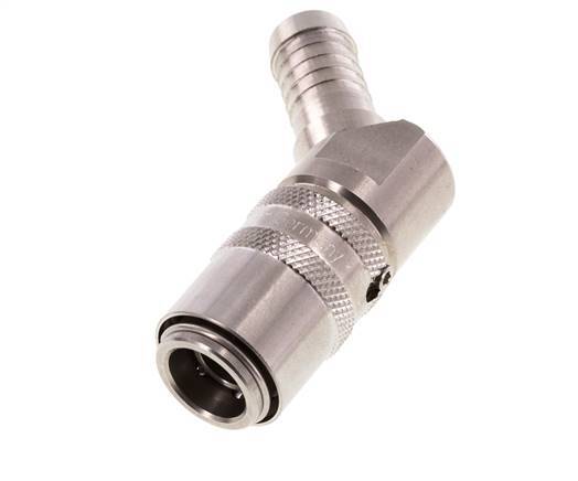 Stainless Steel DN 9 Mold Coupling Socket 13 mm Hose Pillar 45-deg