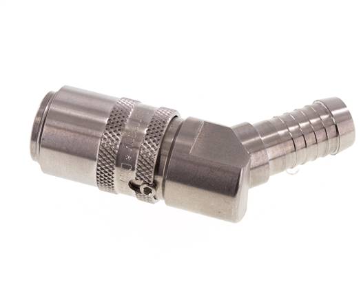 RVS DN 9 Tempereerkoppeling Snelkoppeling 13 mm Slangpilaar 45-deg