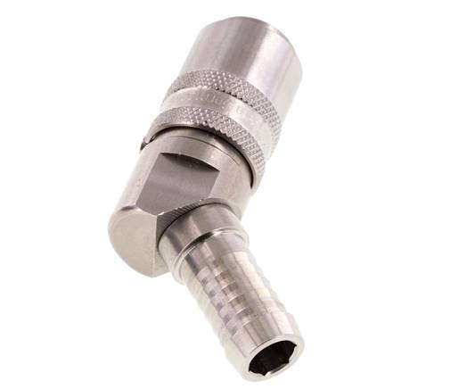 RVS DN 9 Tempereerkoppeling Snelkoppeling 13 mm Slangpilaar 45-deg