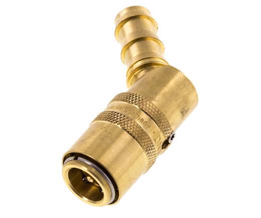 Brass DN 9 Mold Coupling Socket 12.7 mm Hose Pillar Unlocking Protection Double Shut-Off 45-deg