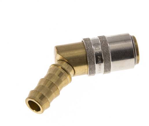Brass DN 9 Mold Coupling Socket 12.7 mm Hose Pillar Unlocking Protection 45-deg