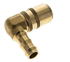 Messing DN 9 Tempereerkoppeling Snelkoppeling 12.7 mm Slangpilaar Dubbele afsluiting 90-deg