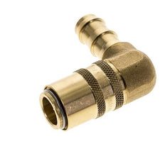 Messing DN 9 Tempereerkoppeling Snelkoppeling 12.7 mm Slangpilaar Dubbele afsluiting 90-deg