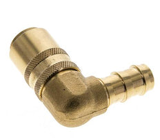 Messing DN 9 Tempereerkoppeling Snelkoppeling 12.7 mm Slangpilaar Dubbele afsluiting 90-deg