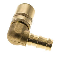 Messing DN 9 Tempereerkoppeling Snelkoppeling 12.7 mm Slangpilaar Dubbele afsluiting 90-deg