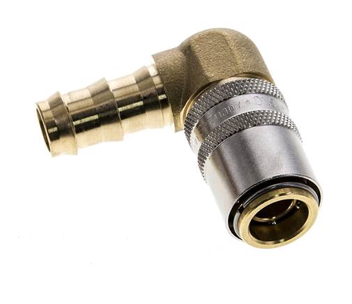 Messing DN 9 Tempereerkoppeling Snelkoppeling 12.7 mm Slangpilaar 90-deg
