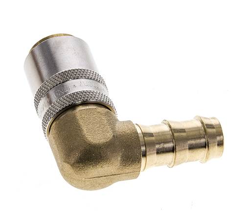 Messing DN 9 Tempereerkoppeling Snelkoppeling 12.7 mm Slangpilaar 90-deg