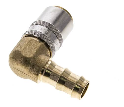 Messing DN 9 Tempereerkoppeling Snelkoppeling 12.7 mm Slangpilaar 90-deg
