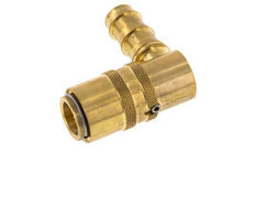 Brass DN 9 Mold Coupling Socket 12.7 mm Hose Pillar Unlocking Protection Double Shut-Off 90-deg