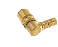 Brass DN 9 Mold Coupling Socket 12.7 mm Hose Pillar Unlocking Protection Double Shut-Off 90-deg