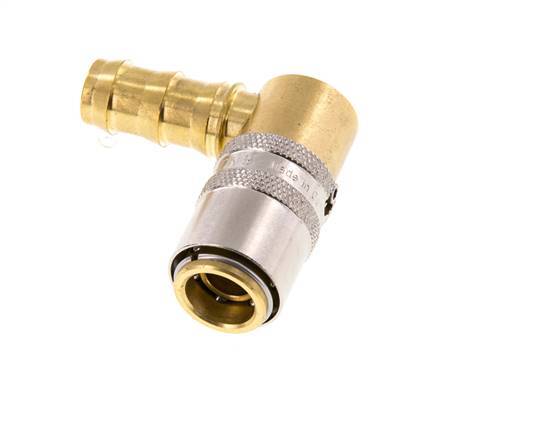 Brass DN 9 Mold Coupling Socket 12.7 mm Hose Pillar Unlocking Protection 90-deg