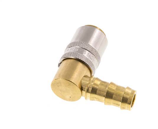 Brass DN 9 Mold Coupling Socket 12.7 mm Hose Pillar Unlocking Protection 90-deg