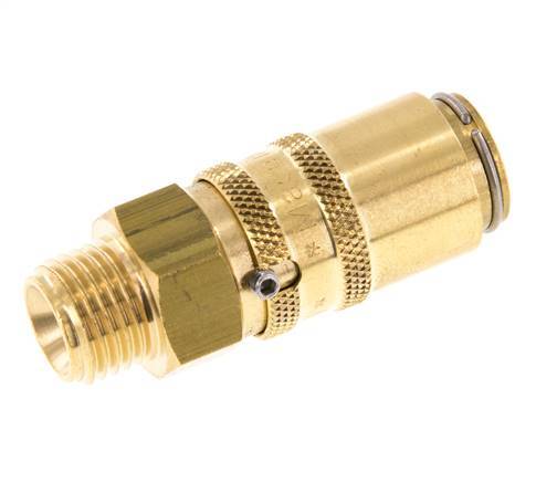 Messing DN 6 Tempereerkoppeling Snelkoppeling G 1/4 inch Buitendraad Loskoppelbeveiliging Dubbele afsluiting