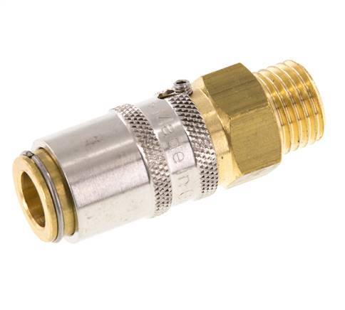 Messing DN 6 Tempereerkoppeling Snelkoppeling M14x1.5 Buitendraad Loskoppelbeveiliging