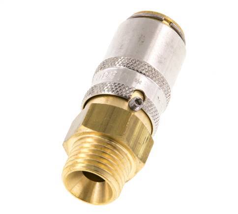 Messing DN 6 Tempereerkoppeling Snelkoppeling M14x1.5 Buitendraad Loskoppelbeveiliging
