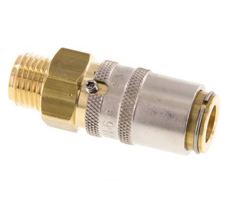 Messing DN 6 Tempereerkoppeling Snelkoppeling G 1/4 inch Buitendraad Loskoppelbeveiliging