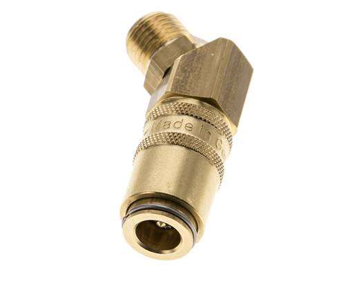 Messing DN 6 Tempereerkoppeling Snelkoppeling G 1/4 inch Buitendraad Dubbele afsluiting 45-deg