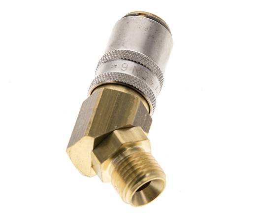 Messing DN 6 Tempereerkoppeling Snelkoppeling G 1/4 inch Buitendraad 45-deg