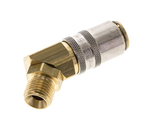 Messing DN 6 Tempereerkoppeling Snelkoppeling G 1/4 inch Buitendraad 45-deg