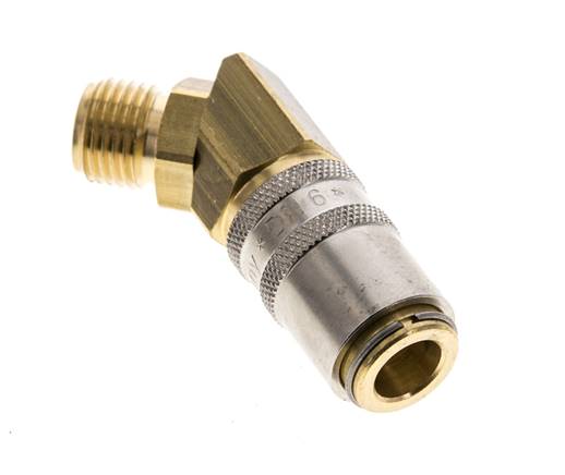Messing DN 6 Tempereerkoppeling Snelkoppeling G 1/4 inch Buitendraad 45-deg