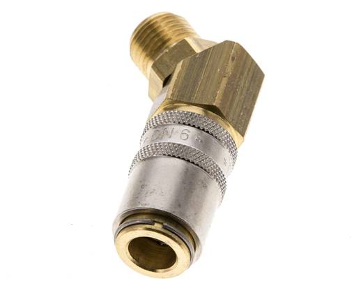 Messing DN 6 Tempereerkoppeling Snelkoppeling G 1/4 inch Buitendraad 45-deg