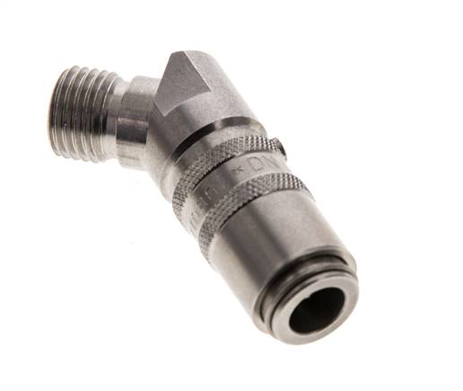 RVS DN 6 Tempereerkoppeling Snelkoppeling M14x1.5 Buitendraad Dubbele afsluiting 45-deg