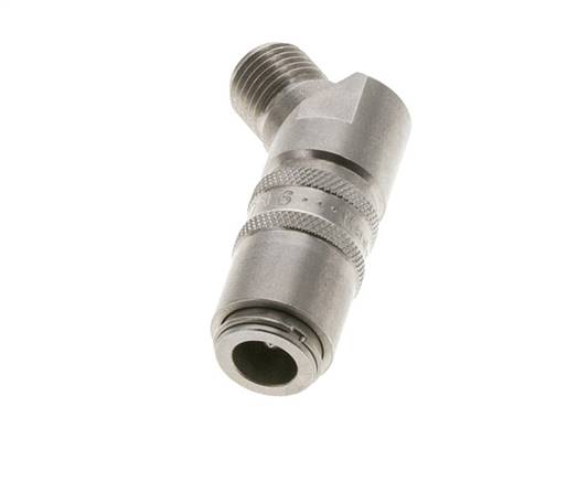 RVS DN 6 Tempereerkoppeling Snelkoppeling G 1/4 inch Buitendraad Dubbele afsluiting 45-deg