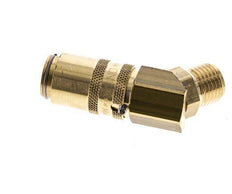 Brass DN 6 Mold Coupling Socket G 1/4 inch Male Threads Unlocking Protection Double Shut-Off 45-deg