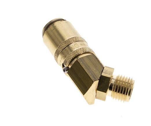 Messing DN 6 Tempereerkoppeling Snelkoppeling G 1/4 inch Buitendraad Loskoppelbeveiliging Dubbele afsluiting 45-deg