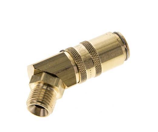 Messing DN 6 Tempereerkoppeling Snelkoppeling G 1/4 inch Buitendraad Loskoppelbeveiliging Dubbele afsluiting 45-deg