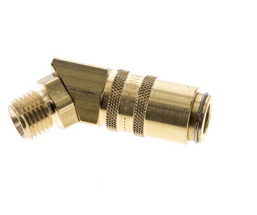 Messing DN 6 Tempereerkoppeling Snelkoppeling G 1/4 inch Buitendraad Loskoppelbeveiliging Dubbele afsluiting 45-deg