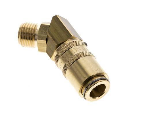 Messing DN 6 Tempereerkoppeling Snelkoppeling G 1/4 inch Buitendraad Loskoppelbeveiliging Dubbele afsluiting 45-deg