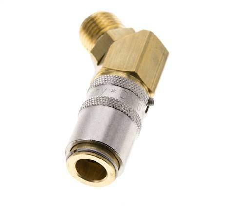 Messing DN 6 Tempereerkoppeling Snelkoppeling G 1/4 inch Buitendraad Loskoppelbeveiliging 45-deg