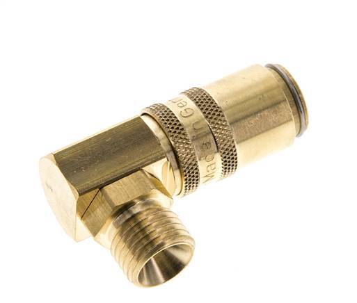 Messing DN 6 Tempereerkoppeling Snelkoppeling M14x1.5 Buitendraad Dubbele afsluiting 90-deg