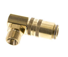 Messing DN 6 Tempereerkoppeling Snelkoppeling M14x1.5 Buitendraad Dubbele afsluiting 90-deg