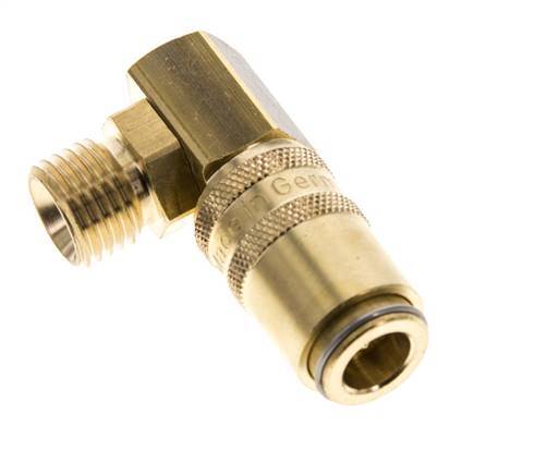 Messing DN 6 Tempereerkoppeling Snelkoppeling M14x1.5 Buitendraad Dubbele afsluiting 90-deg