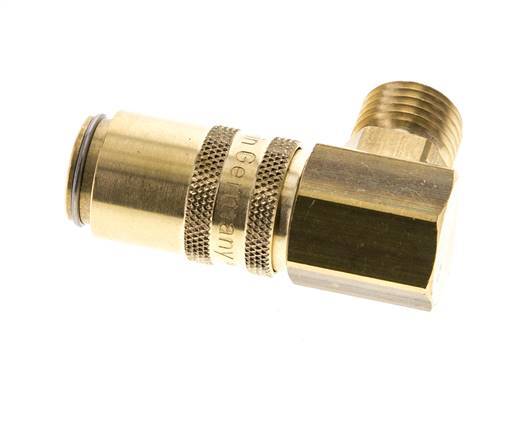 Messing DN 6 Tempereerkoppeling Snelkoppeling M14x1.5 Buitendraad Dubbele afsluiting 90-deg