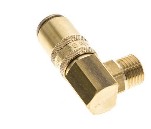 Messing DN 6 Tempereerkoppeling Snelkoppeling M14x1.5 Buitendraad Dubbele afsluiting 90-deg