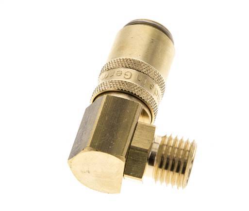 Messing DN 6 Tempereerkoppeling Snelkoppeling M14x1.5 Buitendraad Dubbele afsluiting 90-deg