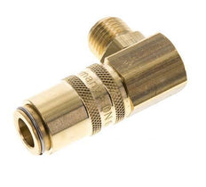 Brass DN 6 Mold Coupling Socket G 1/4 inch Male Threads Double Shut-Off 90-deg